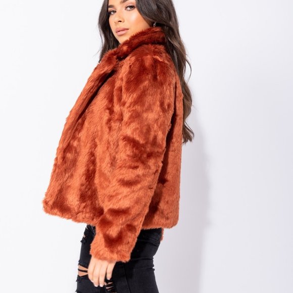 Bloggers Fav 5⭐ Gieselle Rust Faux Fur Jacket - Picture 9 of 12